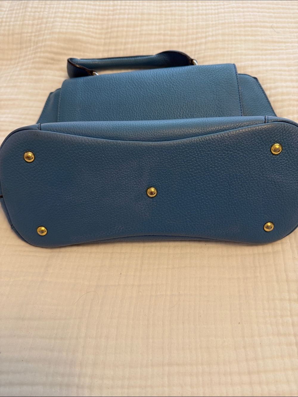 MCM Light Blue Leather First Lady Top Handle Bag - Picture 9 of 14
